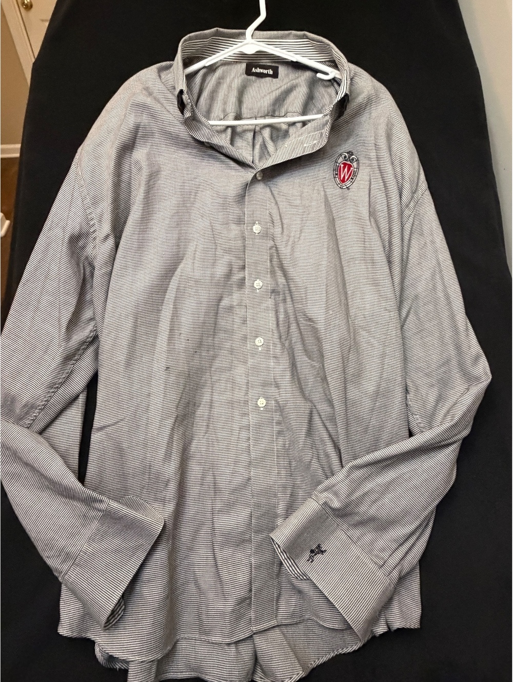 Ashworth Men's Button-Up Dress Shirt with Embroidered Crest